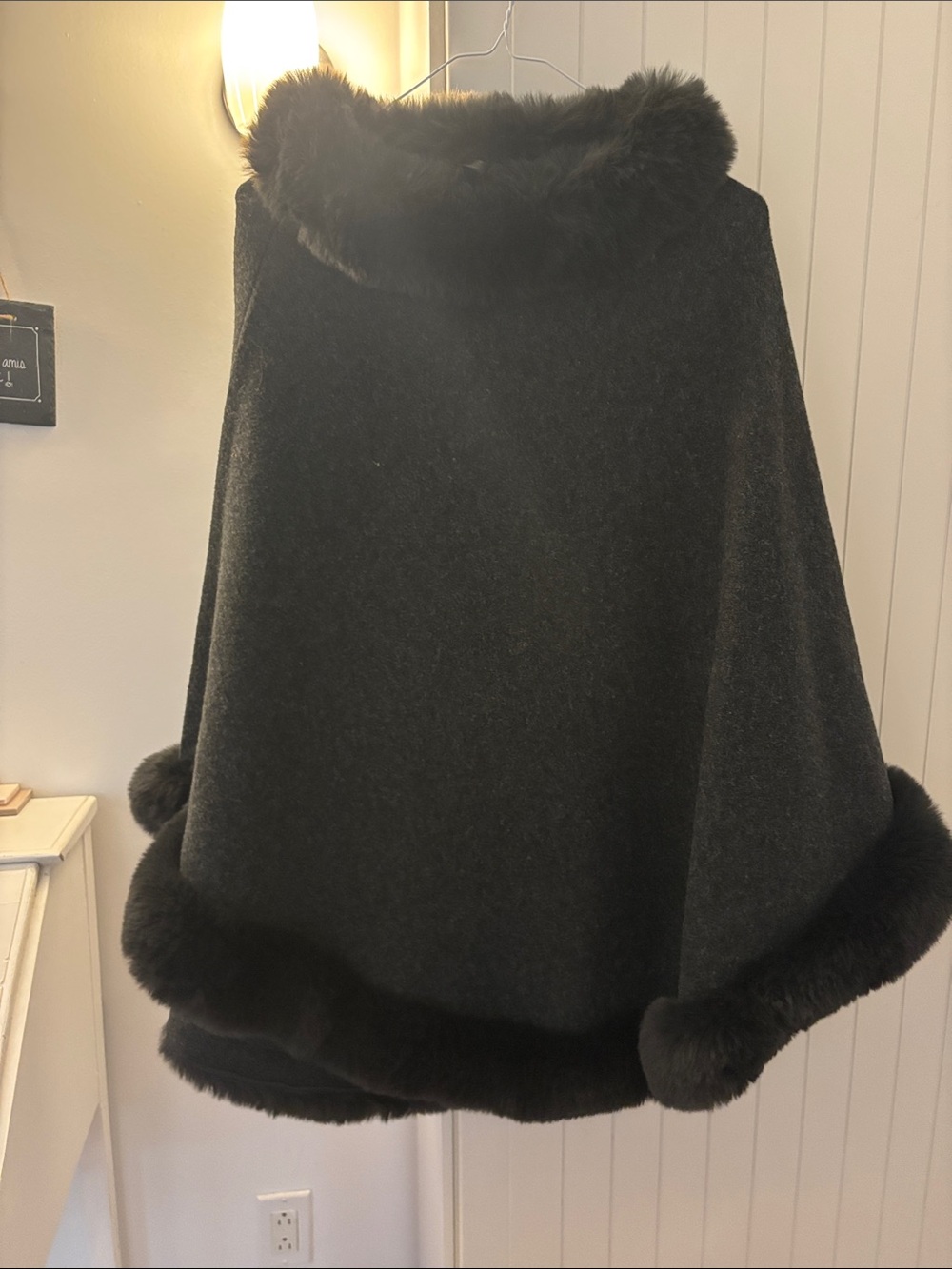 Classic Black Fur-Trim A-Line Skirt